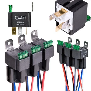 6 Pack 4-Pin 12V 30A Automotive Bosch Style Fused Relay w/ Interlocking Socket - Bild 1 von 7