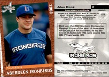 Alan Beck 2003 Grandstand Aberdeen Ironbirds #NNO Card *AutographDen*