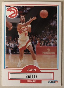 1990 Fleer John Battle Football Card #1 Atlanta Hawks Mid-Grade O/C