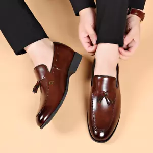 Zapatos formales de cuero de negocios para hombre corte bajo zapatos de vestir británicos con punta para boda - Imagen 1 de 10