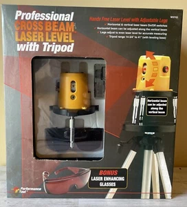 Performance Tool Cross Beam Laser Level With Tripod & Glasses W5743 New In Box - Picture 1 of 4