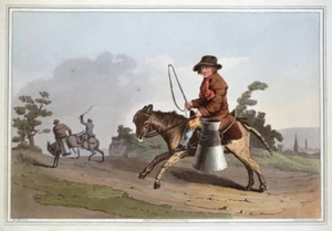 MILCHJUNGE, KOSTÜM VON YORKSHIRE, Walker original antiker Druck 1814 - Bild 1 von 3