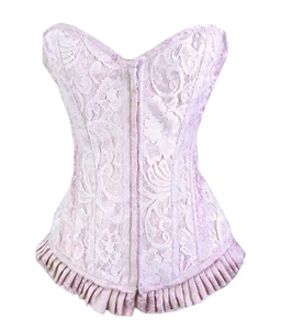 Womens Corset Pink XL Long Line Steel Boned Heavy Duty Zip Front Body Shaper - Picture 1 of 7