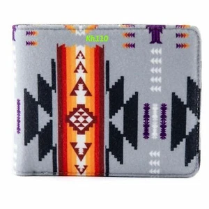 Southwest Native American Print Bi-Fold Fleece Wallet-Gray - Picture 1 of 7