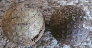 2 VINTAGE VERY USED MESH GOLF BALLS-A REACH EAGLE AND A COUPLES TROPHY - Picture 1 of 6