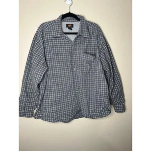 Men’s XL Route 66 Gray Plaid Button Up Long Sleeve Collared Shirt 100% Cotton  - Picture 1 of 3