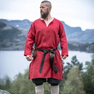 Viking Tunic Renaissance SCA Larp Cosplay Costume Medieval Inspired Shirt Red - Picture 1 of 3