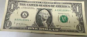 Ein-Dollar-Schein mit *Sternnote - Bild 1 von 2