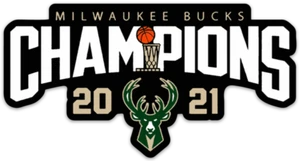 Milwaukee Bucks 2021 Champions NBA Basketball Classic logo type Die-cut MAGNET - Picture 1 of 1