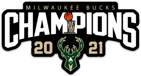 Milwaukee Bucks 2021 Champions NBA Basketball Classic logo type Die-cut MAGNET Cover