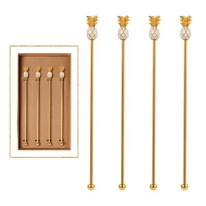 4Pack Stainless Steel Reusable Swizzle Sticks Cocktail Beverage Coffee Stirrers - Picture 1 of 6