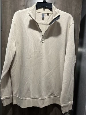 Pullover Ashworth Hombre Beige 1/4 Cremallera Forrado de Vellón Mediano Foto 1 de 4
