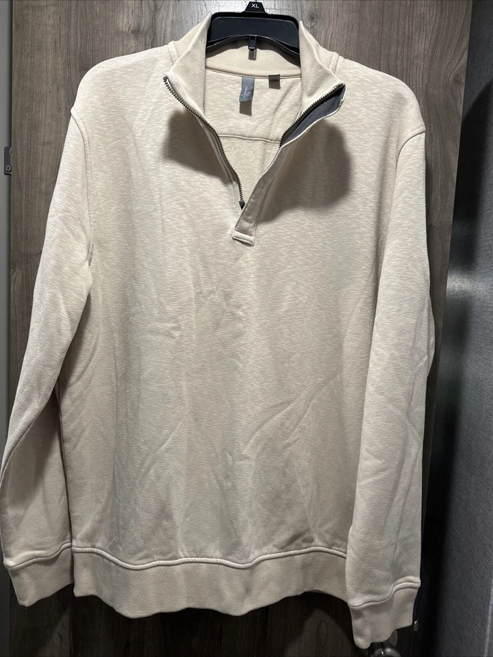 Pullover Ashworth Hombre Beige 1/4 Cremallera Forrado de Vellón Mediano Foto 1 de 4