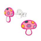 Petite Sterling Silver Pink Mushroom Stud Earrings - Jewellery - Gift Boxed