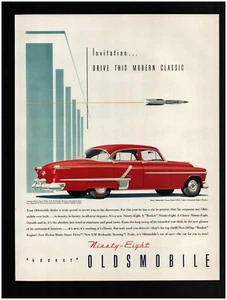 1950 Oldsmobile Ninety-Eight Original Print Ad ~ Free Shipping ~ Red Rocket Car - Bild 1 von 1