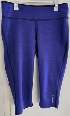 Reebok Reversible Cropped Speedwick Athletic Leggings Prpl/Blk Women’s 25Lx15W - Image 1 of 4