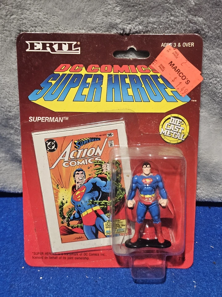 Figura de acción de DC Comics Super Heroes Ertl Superman de metal fundido a presión con tarjeta 1990 Foto 1 de 4