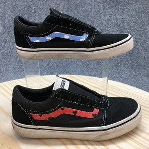 VANS Shoes Youth 4 Boys Off The Wall Skateboarding Low Sneakers Black Lace Up - Picture 1 of 18