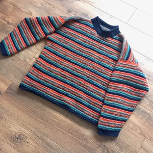 Vintage Mens Pachamama Jumper Pullover Sweater 100% Wool Multi Stripe XL - Picture 1 of 6