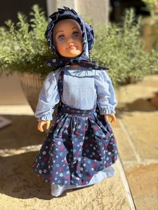 Nuevo sin caja Vestido Journey Niñas Morena Azul Ojos Violeta Azul Pradera Años 1800 Gorro - Imagen 1 de 11