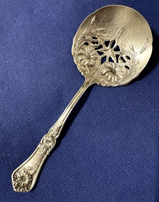 Cuchara de servir/servidor floral plateada 1906 Wm A Rogers Art Nouveau Foto 1 de 4