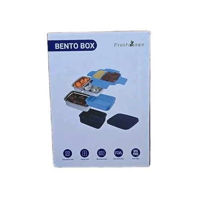 New 46oz Capacity Bento Lunch Box, Stainless Steel, Green, BPA free,  - Image 1 of 4