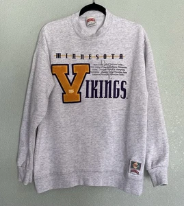 Nutmeg Mills Minnesota Vikings Vintage Pullover Sweater Size Large Gray Crewneck - Picture 1 of 12