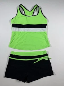 Little Girls' Summer Two Piece Boyshort Tankini Kids Swimsuit 4XL Neon Color - Picture 1 of 8