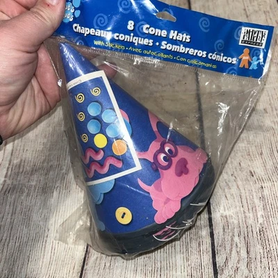 Sombreros de cono de fiesta Nick Jr. Blues Clues vintage Y2K NUEVOS 8 sombreros Foto 1 de 4