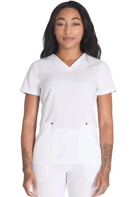 Dickies EDS NXT Scrubs V-Neck Top DK678 WHT White Free Shipping - Image 1 of 4
