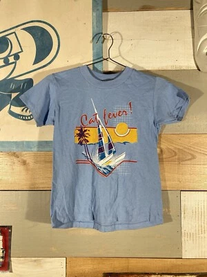 Vintage 80s t shirt BUNDLE (LOT OF 7) CAT FEVER CATAMARAN SAILBOAT SUN yth 14/16 - Image 1 of 4
