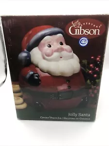 Gibson Everyday Jolly Santa Ceramic Cookie Snack Jar Dishwasher Safe Christmas - Picture 1 of 9