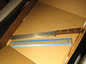 Vintage Unbranded Carbon Steel Kitchen Knife Ham Slicer? app. 10" Blade - Picture 1 of 6