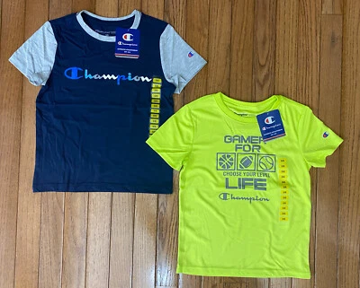 NUEVO CON ETIQUETAS Champion Niños Jóvenes Camisetas Camiseta Lote de 2 Logo Talla 5/6 Foto 1 de 4