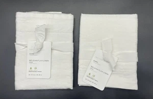 POTTERY BARN BELGIAN FLAX LINEN SET OF 2 EURO SHAMS WHITE BRAND NEW - Picture 1 of 3