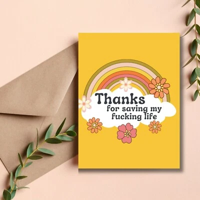 Thanks for Saving My Life Sweary Greeting Card - Image 1 of 2