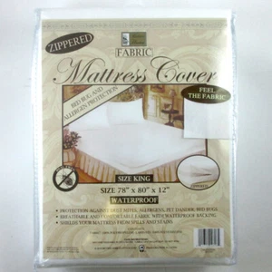 King Size Mattress Cover Zippered Fabric Protector Bed Dust Mite Bug Waterproof - Picture 1 of 1