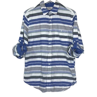 Free Planet Mens Shirt Button-Down Multicolor Size Large Tab Sleeve Striped  - Image 1 of 4