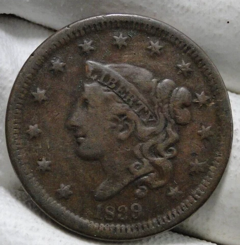 1839 Penny Coronet Silly Head Large Cent Cover