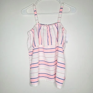 NWT Carter's Kids Tank Top Girls Size 14 Flounced Top Cute Pink Blue White Play - Picture 1 of 10