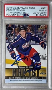 2019 BUYBACKS Zach Werenski PSA 9 RC #3/20 AUTO 2016 NHL 1st YOUNG GUNS ROOKIE - Picture 1 of 3