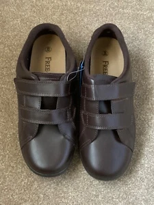 Zapatos de sujeción táctil de lavado y caminata a pasos libres de cuero marrón para dama - talla 8EEEEE - Imagen 1 de 9