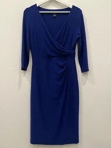Vestido Vaina Lauren by Ralph Lauren Azul Real Manga 3/4 Forrado Acanalado 6 Going O - Imagen 1 de 7