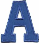 1 3/4" x 2" Blue Monogram Block letter A Embroidery Patch