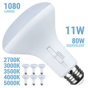 6 Pack LED 11W =80W BR40 Medium E26 CCT 2700K 3000K 3500K 4000K 5000K Warm Cool - Picture 1 of 12