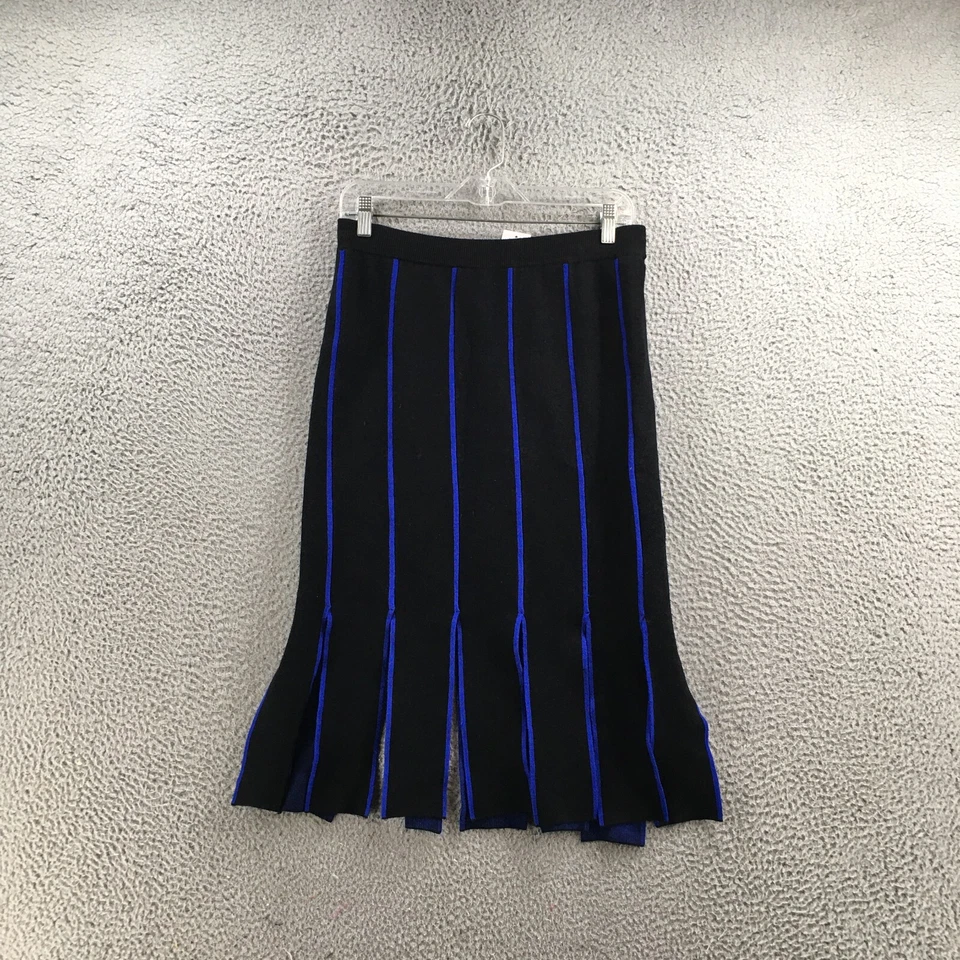 Chelsea & Theodore Midi Faldas Mujer M Azul Negro Flecos Cintura Elástica NUEVO Foto 1 de 4