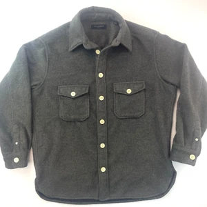 All Saints Over Shirt Men Small Charcoal Wool Blend Button Shacket Flannel Heavy - Picture 1 of 16