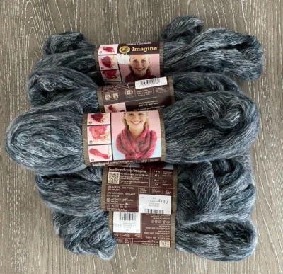 Lion Brand Imagine 1.4oz/8yds - Black Ice Lot of 7 - Discontinued! - Image 1 of 2