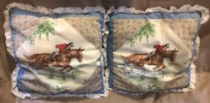 Par de almohadas de lanzamiento para cazadores ecuestres saltadores espalda bronceada - Imagen 1 de 7