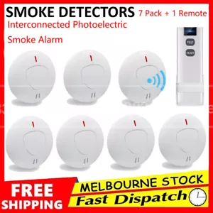 7 X Paired Wireless Interconnected Photoelectric Smoke Alarm Detector 10 Years - Picture 1 of 14